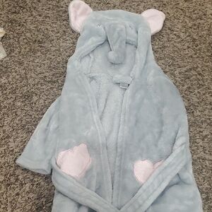 Snuggly Kids Robe with Ears - Soft Blue and Pink